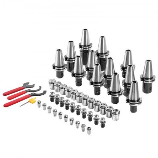 Picture of VEVOR CAT40 Collet Holder ER 16/32 Collet Set, 35 PCs, SLN FMB ER16/32 APU Tool Holders Spring Steel Collet Chucks with 10 Pull Studs and 3 Wrenches, for Milling Machine Drill Presses Boring Machine