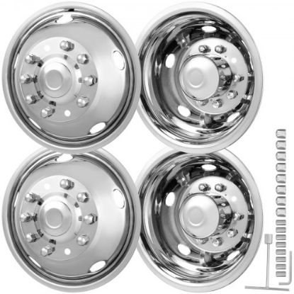 Picture of VEVOR 16-inch Wheel Simulators, 304 Stainless Steel Wheel Simulator Kit with Mirror Polished Finish, 2 Front and 2 Rear Wheel Covers Fit for Ford F350 (1974-1998), 4 pcs