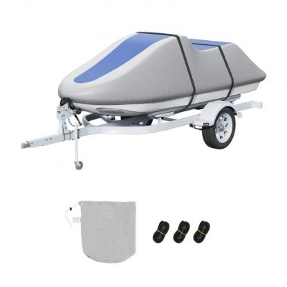 Picture of VEVOR Boat Cover, 16'-18.5' Trailerable Waterproof Boat Cover, 600D Marine Grade PU Oxford, with Motor Cover and Buckle Straps, for V-Hull, Tri-Hull, Fish Ski Boat, Runabout, Bass Boat, Grey