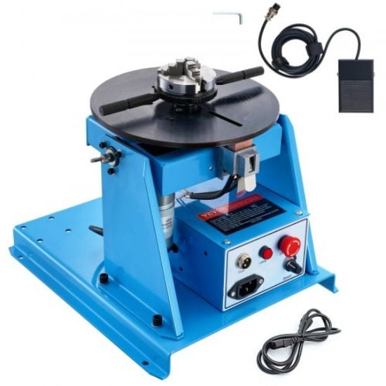 Picture of VEVOR Rotary Welding Positioner 50KG, 0-90° Welding Positioning Turntable Table 0.5-6RPM 120W, with 12.4 Inch 3-Jaw Lathe Chuck & Welding Torch Stand Holder for Cutting, Grinding, Assembly, Testing