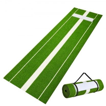 Picture of VEVOR Baseball Softball Hitting Batting Mat, 10' x 3.8' Indoor/Outdoor Softball Mat, Lined & Foam Backing Anti-Slip Anti-Fade Softball Training Aid, Portable Practice Mat with Tightening Rope, Green