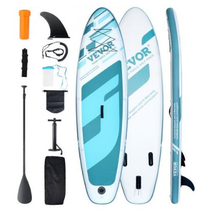 Picture of VEVOR Inflatable Stand Up Paddle Board, 11' x 33" x 6" Wide SUP Paddleboard, with Board Accessories, Pump, Paddle, Fin, Phone Bag, Backpack, Ankle Leash, Repair Kit, Non-slip Deck for Youth & Adults