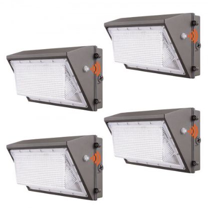 Picture of VEVOR 2PCs LED Wall Pack Lights, 100W 10800LM, 5000K Commercial Outdoor Lights Security Lighting Fixture, with Intelligent Light Sensing 180 LED beads Energy Saving for Garages Yards, IP65 Waterproof