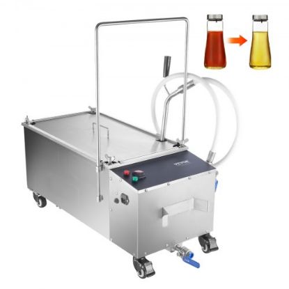 Picture of VEVOR Mobile Fryer Filter, 18L Oil Tank Capacity, Oil Filtration System with 10 L/min Oil Filtration Speed, Mobile Frying Oil Filtering System with Swivel Wheels, Oil Hose for Restaurant Burger Stores