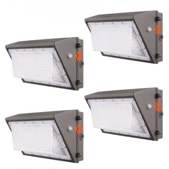 Picture of VEVOR 4PCs LED Wall Pack Lights, 100W 10800LM, 5000K Commercial Outdoor Lights Security Lighting Fixture, with Intelligent Light Sensing 180 LED beads Energy Saving for Garages Yards, IP65 Waterproof