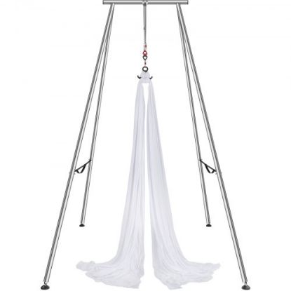 Picture of VEVOR Aerial Yoga Frame, 9.67 ft Height Yoga Swing Stand, Max 551.15 lbs Load Chrome-Plated Steel Pipe Inversion Yoga Swing Stand Yoga Rig Yoga Sling Inversion Equipment for Indoor Outdoor Aerial Yoga