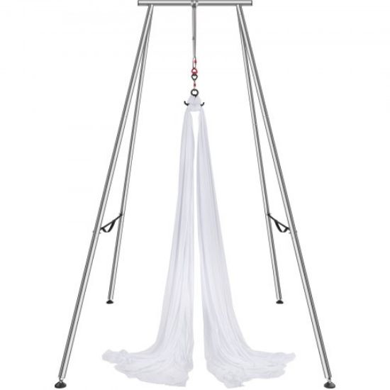 Picture of VEVOR Aerial Yoga Frame, 9.67 ft Height Yoga Swing Stand, Max 551.15 lbs Load Chrome-Plated Steel Pipe Inversion Yoga Swing Stand Yoga Rig Yoga Sling Inversion Equipment for Indoor Outdoor Aerial Yoga