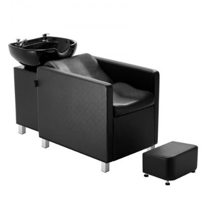 Picture of VEVOR Shampoo Backwash Chair, 661.4LBS Loading Barbershop Hair Washing Station with Electric Adjustable Footrest & Ceramic Bowl, Backwash Salon Shampoo Chair, Beauty Spa Hairdressing Massage Equipment