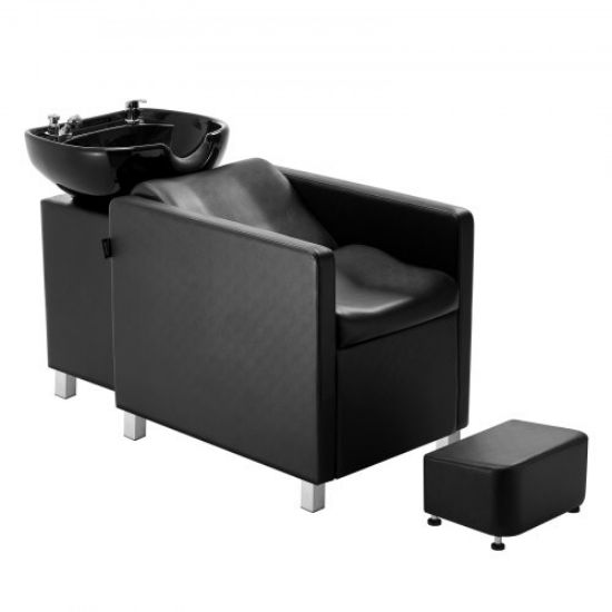 Picture of VEVOR Shampoo Backwash Chair, 661.4LBS Loading Barbershop Hair Washing Station with Electric Adjustable Footrest & Ceramic Bowl, Backwash Salon Shampoo Chair, Beauty Spa Hairdressing Massage Equipment