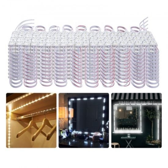 Picture of VEVOR 200PCS LED Storefront Lights, 108 ft DC 12V, LED Module Lights, 5730 SMD 3-LED 1.5W Window Lights with Tape Adhesive Backside, for Business Store Window Advertising Letter Signs, IP68 Waterproof