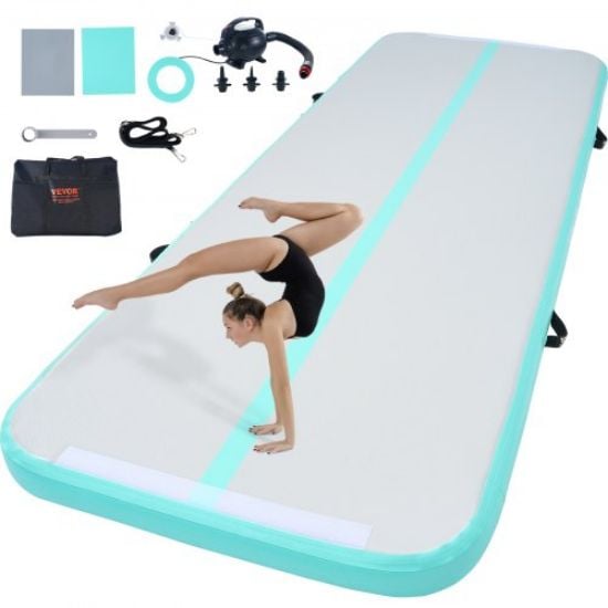 Picture of VEVOR Inflatable Gymnastics Air Mat Set, 2 PCS Tumbling Mat, Tumble Track with Electric Pump, Air Roller Barrel Gymnastics Equipment, Training Mats for Home Use/Gym/Yoga/Cheerleading/Beach/Park/Water