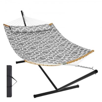 Picture of VEVOR Two Person Hammock with Stand Included Heavy Duty 480lb Capacity, Double Hammock with 12 FT Steel Stand and Portable Carrying Bag and Pillow, Freestanding Hammock for Outdoor Patio Yard Beach