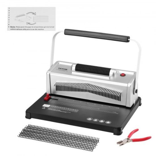 Picture of VEVOR Binding Machine, Comb Binding Machine 21-Holes Binding 450 Sheets, Book Binder Machine with 100 PCS 3/8'' Comb Binding Spines, for Letter Size, A4, A5