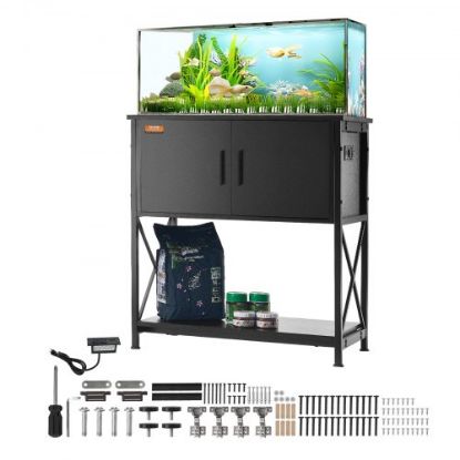 Picture of VEVOR Aquarium Stand, 40 Gallon Fish Tank Stand, 36.5 x 18.5 x 29.5 in Steel Turtle Tank Stand, 335 lbs Load Capacity, Reptile Tank Stand with Storage, Hardware Kit, and Non-slip Feet, Black