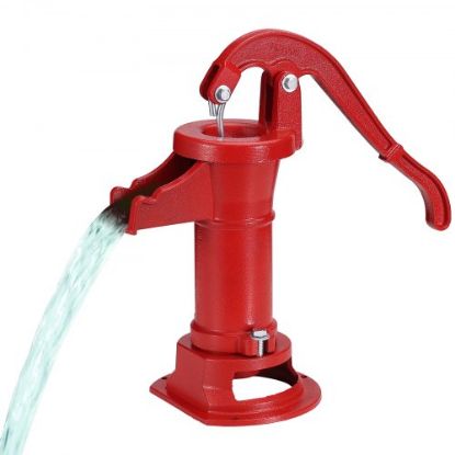 Picture of VEVOR Antique Well Hand Pitcher Pump, 25 ft Maximum Lift, Cast Iron Manual Hand Water Pump with Ergonomic Handle G1-5/8" Easy Installation, Old Fashioned for Outdoor Home Yard Garden Pond Farm, Red