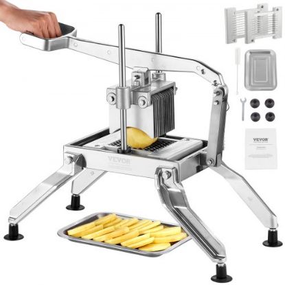 Picture of VEVOR Commercial Vegetable Slicer, 1/4"+3/8"+1/2" Fruit Slicer, Stainless Steel and Aluminum Alloy Vegetable Cutter Slicer Machine, Manual Slicer with Non-slip Feet, for Radishes, Onions, Potatoes