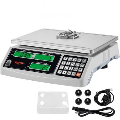 Picture of VEVOR Industrial Counting Scale, 10 kg x 0.1 g, Digital Scale for Parts and Coins, g/kg/lb/oz/ct Units, Electronic Gram Scale Inventory Counting Scale Kitchen Jewelry Counting Scale with LED Screen