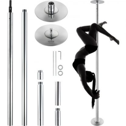 Picture of VEVOR Professional Dancing Pole, Spinning Static Dancing Pole Kit, Portable Removable Pole, 40mm Heavy-Duty Stainless Steel Pole, Height Adjustable Fitness Pole, for Exercise Home Club Gym, Pink