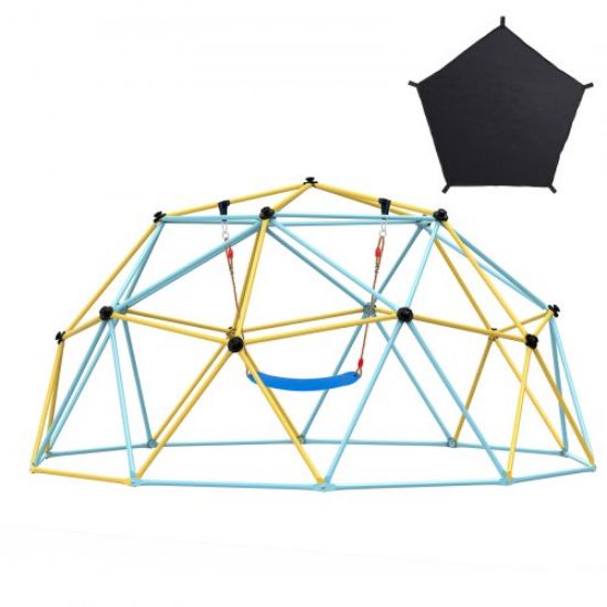 Picture of VEVOR Climbing Dome, for Kids 3 to 9 Years Old, 8FT Geometric Dome Climber with Slide,Jungle Gym Supports 600LBS and Easy Assembly, with Climbing Grip, Outdoor and Indoor Play Equipment for Kids