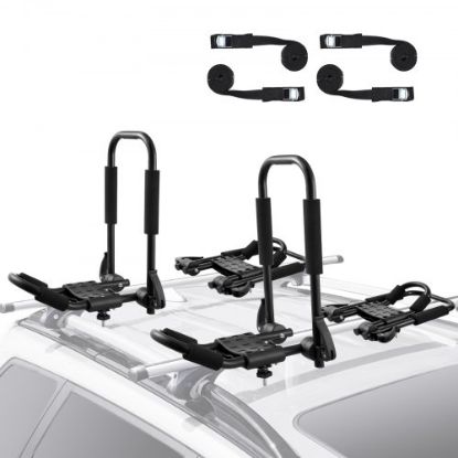 Picture of VEVOR Kayak Roof Rack 1 Pair J-Bar, Soft Roof Rack Quick Folding, Top Mount Tie Down, Carrier for kayak, Surf Board, Canoe, SUP, Ski Board, Mount on Car, SUV, Truck, 1 Kayak