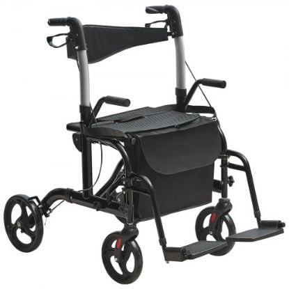 Picture of VEVOR Rollator Walker for Seniors and Adult, Lightweight Aluminum Foldable Rolling Walker with Adjustable Seat and Handle, Outdoor Mobility Rollator Walker with 8" All Terrain Wheels, 300LBS Capacity