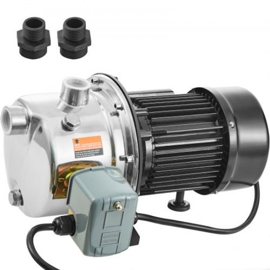 Picture of VEVOR 1HP SUS304 Stainless Steel Shallow Well Jet Pump, 115 Volt, 18.5 GPM 147.6 FT Maximum Head Irrigation Water Pump, for Agricultural Garden Irrigation System High-Rise Water Supply Shower Booster