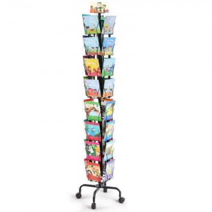 Picture of VEVOR Brochure Display Stand, 4-Tier 8 Pockets Mesh Literature Display Holder, Floor Standing Magazine Newspaper Catalog Rack, Lightweight & Portable with Carrying Bag for Shop Exhibitions Office