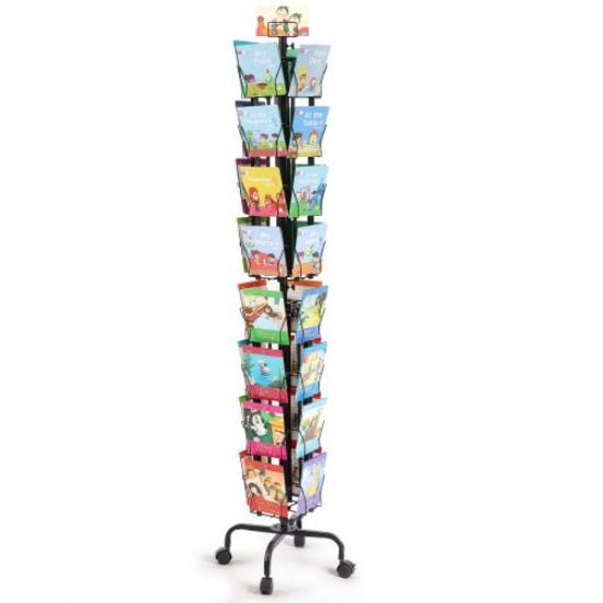 Picture of VEVOR Acrylic Brochure Holder 8.5 x 11 inch, 4-Tier Clear Acrylic Literature Display Stand, Plastic Literature Organizer Flyer Stand & Removable Divider for Office Exhibition, Countertop or Wall Mount