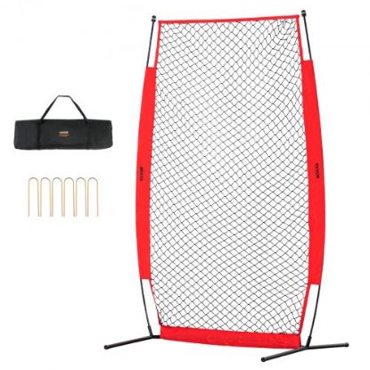 Picture of VEVOR L Screen Baseball for Batting Cage, 7x7 ft Softball Safety Screen, Body Protector Portable Batting Screen with Carry Bag, Wheels, Ground Stakes, Heavy Duty Pitching Net for Pitchers Protection