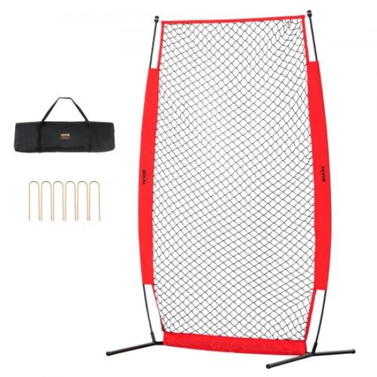 Picture of VEVOR L Screen Baseball for Batting Cage, 7x7 ft Softball Safety Screen, Body Protector Portable Batting Screen with Carry Bag, Wheels, Ground Stakes, Heavy Duty Pitching Net for Pitchers Protection