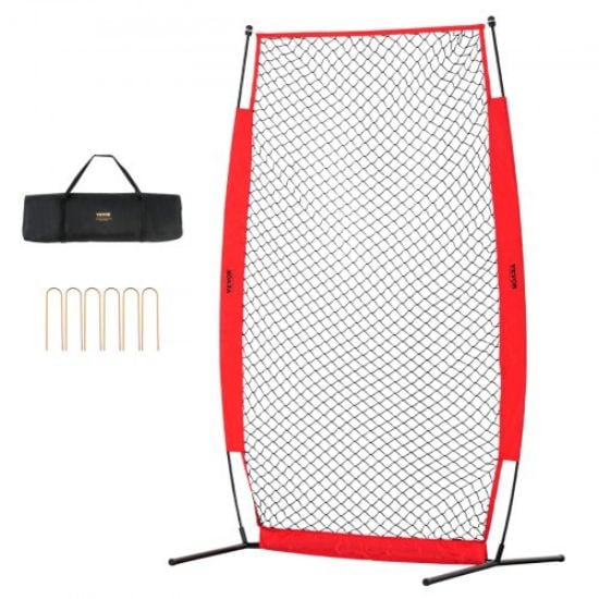 Picture of VEVOR Barricade Backstop Net, 12x9 ft Ball Sports Barrier Netting, Portable Practice Equipment with Carry Bag, Protection Screen for Baseball Softball Lacrosse Soccer Hockey Training, for Backyard