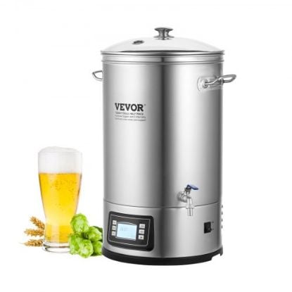 Picture of VEVOR 304 Stainless Steel Kettle, 8 GALLON Beer Brew Fermentor, Brew Bucket Fermentor for Brewing, Home Brewing Supplies with Base, Kettle Stock Pot Includes Lid, Handle, Valve, Spigot, Thermometer