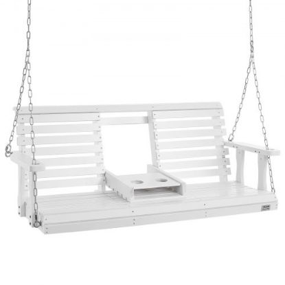 Picture of VEVOR Wooden Porch Swing 4 ft, Patio bench swing for Courtyard & Garden, Upgraded 880 lbs Strong Load Capacity, Heavy Duty Swing Chair Bench with Hanging Chains for Outdoors, White