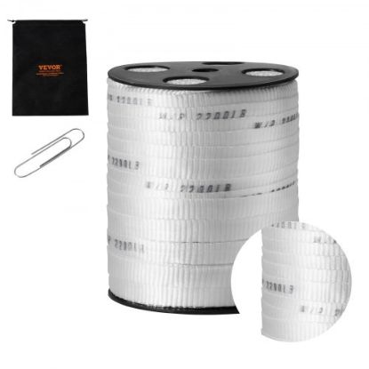 Picture of VEVOR Polyester Pull Tape, 3/4" x 318' Mule Tape Flat Rope, 2500 lbf Tensile Capacity, Printed Webbing Cable Pulling Tape for Packaging, Gardening, Commercial Electrical, Conduit Work, White