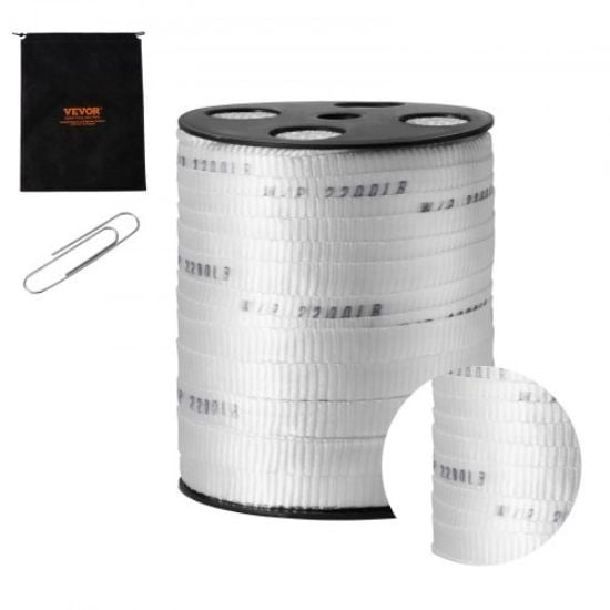 Picture of VEVOR Polyester Pull Tape, 3/4" x 265' Mule Tape Flat Rope, 2500 lbf Tensile Capacity, Printed Webbing Cable Pulling Tape for Packaging, Gardening, Commercial Electrical, Conduit Work, White