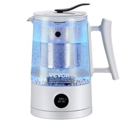 Picture of VEVOR Hydrogen Water Pitcher Generator, 1.5 L / 52.8 oz Large Capacity Hydrogen Generator Water Kettle, SPE and PEM Technology, Hydrogen Rich Water Ionizer Machine for Brewing Coffee or Tea