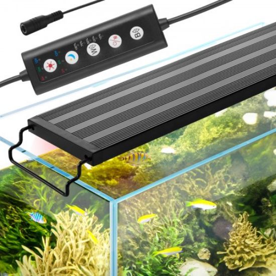 Picture of VEVOR Aquarium Light, 14W Full Spectrum Fish Tank Light with 5 Levels Adjustable Brightness, Adjustable Timer and Power-Off Memory, with ABS Shell Extendable Brackets for 18"-24" Freshwater Fish Tank