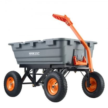 Picture of VEVOR Dump Cart, Poly Garden Dump Cart with Easy to Assemble Steel Frame, Dump Wagon with 2-in-1 Convertible Handle, Utility Wheelbarrow 800 lbs Capacity, 10 inch Tires