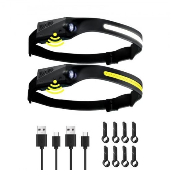 Picture of VEVOR 2PCS Rechargeable Headlamp, 350 lumens 230° Wide Beam