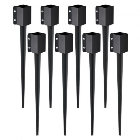 Picture of VEVOR No Dig Ground Anchor, 1 Pack 3.94 x 2.76 x 27.56 in DIY Screw in Post Stake, Includes 6 Lag Bolts & a Rebar, U-Shape Heavy Duty Steel Post Holder, Great for Mailbox Posts and Fence Posts