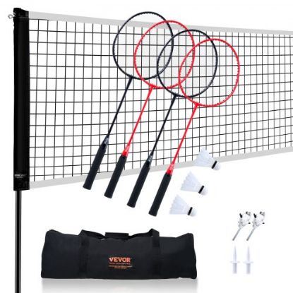 Picture of VEVOR Badminton Net, Height Adjustable Volleyball Net, 14ft Wide Foldable Pickleball Net, Portable Easy Setup Tennis Net Set with Poles, Stand and Carry Bag, for Kids Backyard Game Indoor Outdoor Use