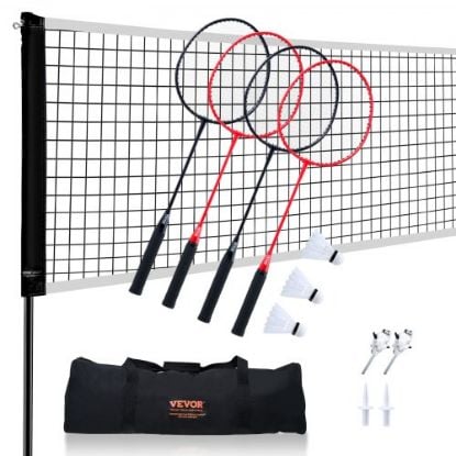 Picture of VEVOR Badminton Net, Height Adjustable Volleyball Net, 10ft Wide Foldable Pickleball Net, Portable Easy Setup Tennis Net Set with Poles, Stand and Carry Bag, for Kids Backyard Game Indoor Outdoor Use