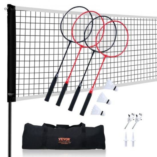 Picture of VEVOR Badminton Net, Height Adjustable Volleyball Net, 10ft Wide Foldable Pickleball Net, Portable Easy Setup Tennis Net Set with Poles, Stand and Carry Bag, for Kids Backyard Game Indoor Outdoor Use