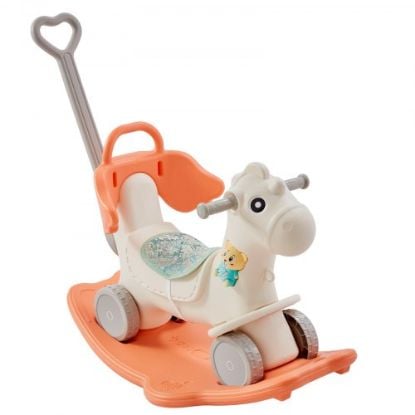 Picture of VEVOR 3 in 1 Rocking Horse for Toddlers 1-3 Years, Baby Rocking Horse with Detachable Balance Board and 4 Smooth Wheels, Support up to HDPE Material 80 lbs Kids Ride on Toy, 40° Swinging, White