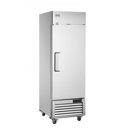 Picture of VEVOR Commercial Freezer 44.21 Cu.ft, Reach In 54.4" W Upright Freezer 2 Doors, Auto-Defrost Stainless Steel Reach-in Freezer with 8 Adjustable Shelves, -13 to 5℉ Temp Control, LED Lighting, 4 Wheels