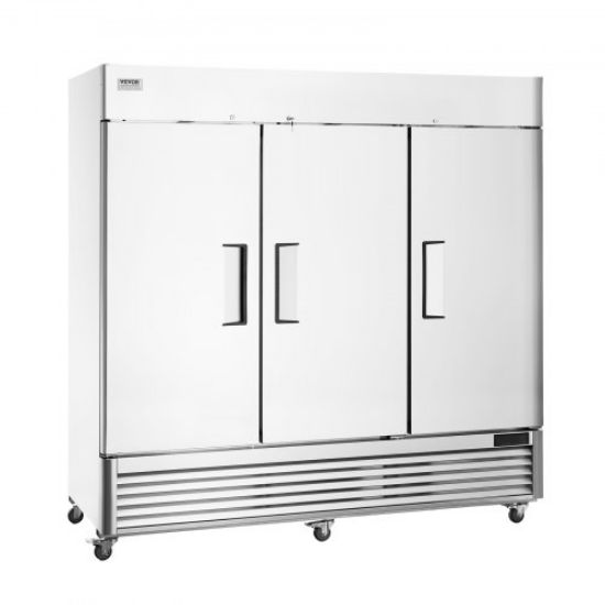 Picture of VEVOR Commercial Refrigerator 44.21 Cu.ft, Reach In 54.4" W Upright Refrigerator 2 Doors, Auto-Defrost Stainless Steel Reach-in Refrigerator with 8 Shelves, 33 to 41℉ Temp Control, LED Light, 4 Wheels