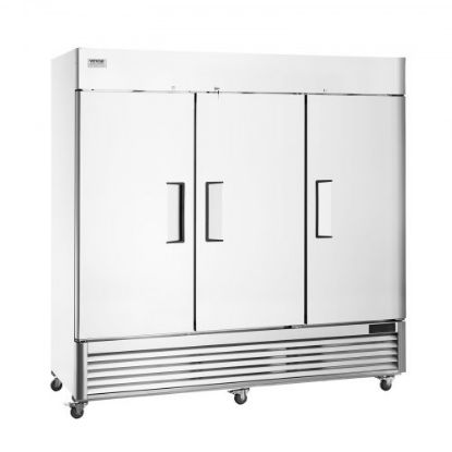 Picture of VEVOR Commercial Refrigerator 60.42 Cu.ft, Reach In 82.5" W Upright Refrigerator 3 Doors, Auto-Defrost Stainless Steel Reach-in Refrigerator & 12 Shelves, 33 to 41℉ Temp Control, LED Light, 4 Wheels