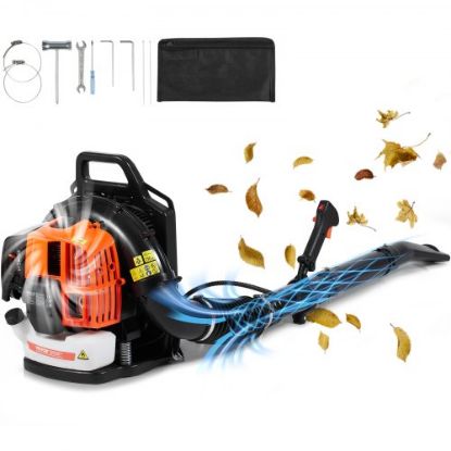 Picture of VEVOR Backpack Leaf Blower, 52CC 2-Cycle Leaf Blower with 1.37L Fuel Tank, 480CFM Air Volume 175MPH Speed, Ideal for Lawn Care, Leaf Cleaning, and Snow Removal