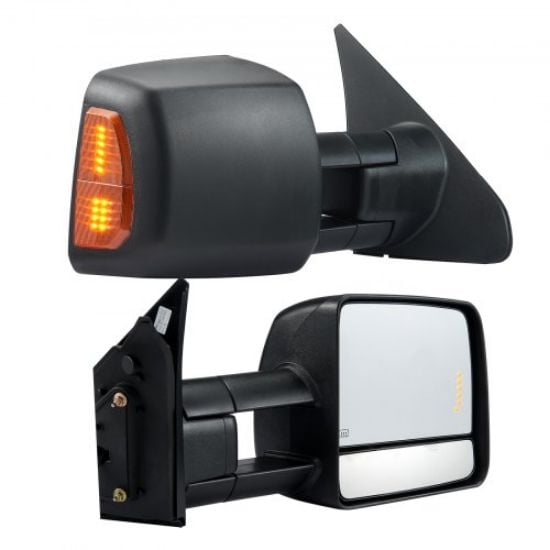 Picture of VEVOR Towing Mirrors, Left & Right Pair Set for Chevrolet Silverado (1988-1998)/GMC, Tow Mirror with Plane and Convex Glass, Manual Controlling Telescoping Folding, and Four-Way Adjustment, Black