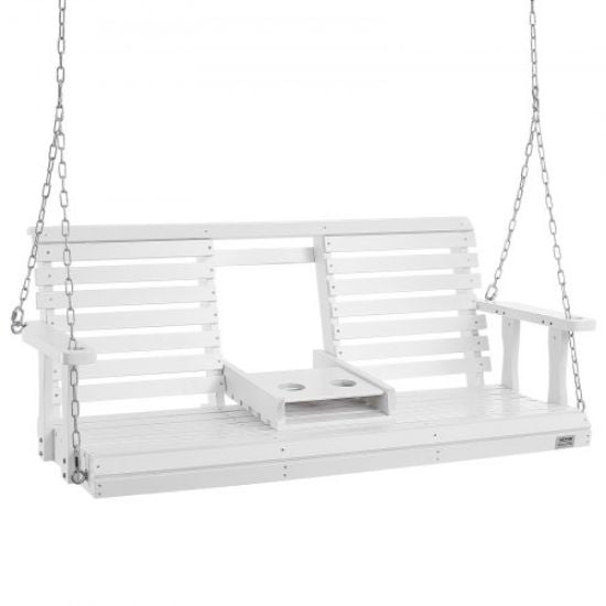 Picture of VEVOR Wooden Porch Swing 5 ft, Patio bench swing for Courtyard & Garden, Upgraded 880 lbs Strong Load Capacity, Heavy Duty Swing Chair Bench with Hanging Chains for Outdoors, White